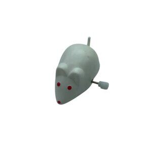 Vtg Wind-Up White Mouse Toy Novelty with Red Eyes 2" DOES NOT WORK